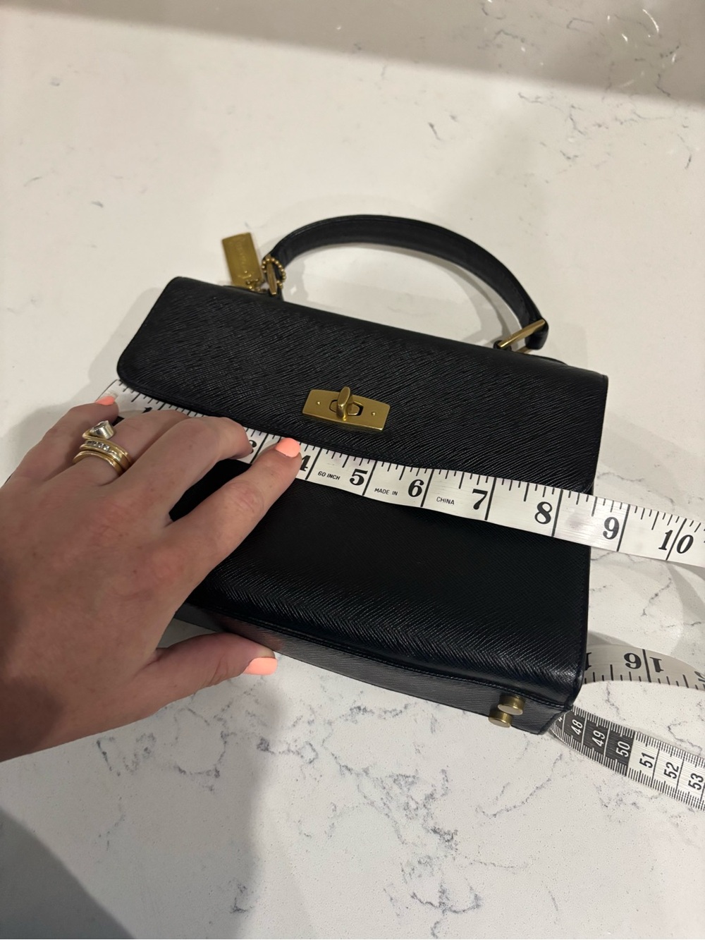 Coach 1999 Gramercy 7006 Italy cross grain black Kelly style top handle bag - Picture 8 of 11